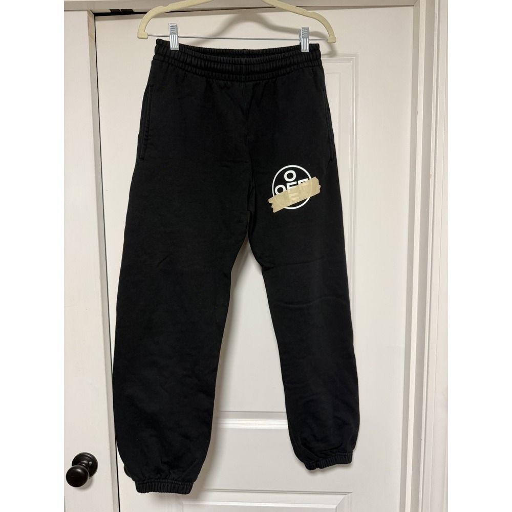 Authentic Off-White SS20 Black Airport Tape Sweatpants Virgil Abloh Joggers Sz M